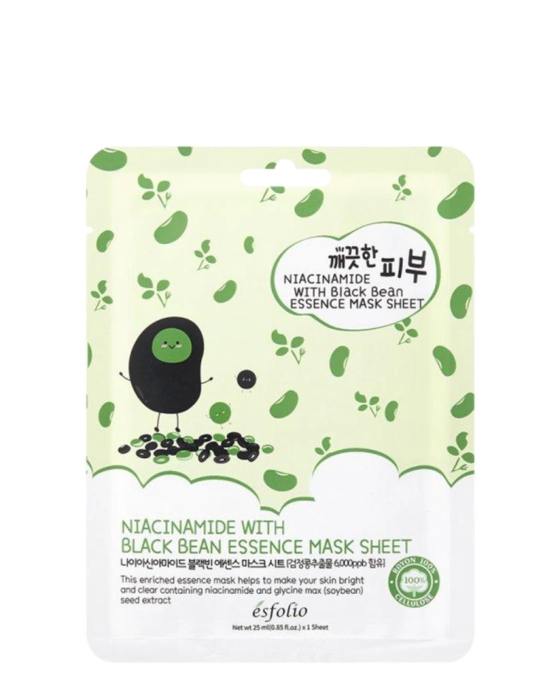 Esfolio Mască din țesătură pentru față Pure Skin Niacinamide Black Bean, 1 buc