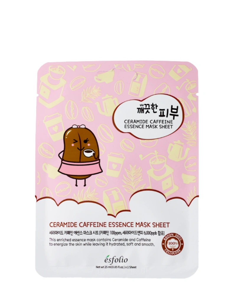 Esfolio Mască din țesătură pentru față Pure Skin Ceramide Caffeine, 1 buc