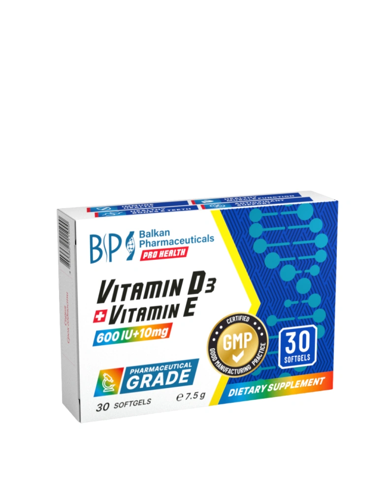Balkan Pharmaceuticals Supliment alimentar Vitamin D3 + Vitamin E, 30 caps