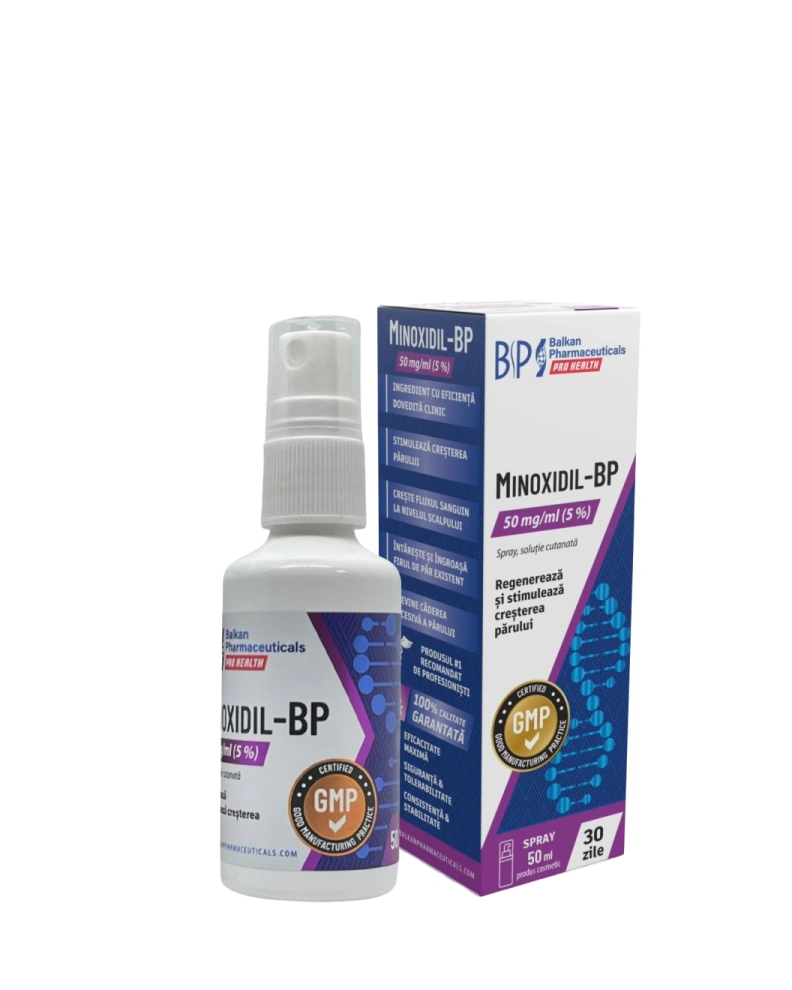 Balkan Pharmaceuticals Produs pentru stimularea creșterii părului Minoxidil-BP 5%, 50 ml