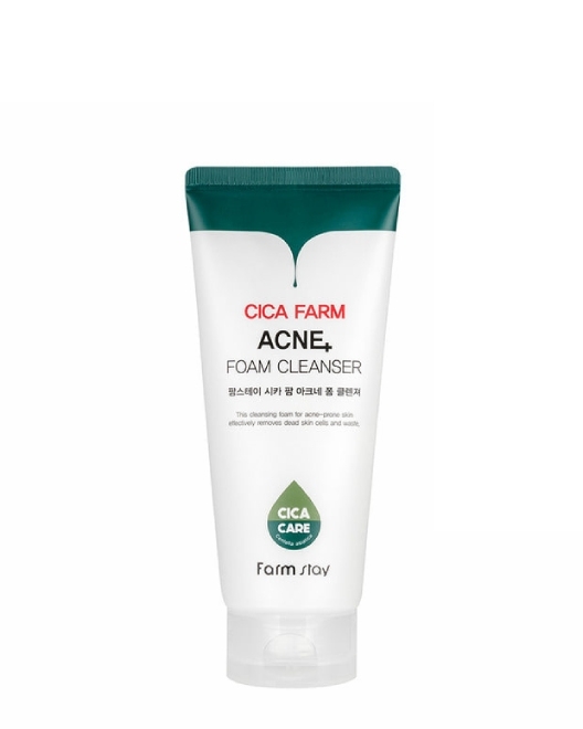 FarmStay Spumă antiinflamatoare pentru curățarea feței Cica Farm Acne, 180 ml